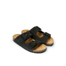 Carica l&#39;immagine nel visualizzatore di Gallery, Black two-strap sandals ALBERTO made with leather
