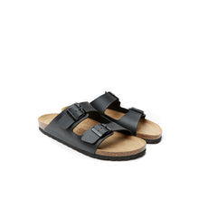 Carica l&#39;immagine nel visualizzatore di Gallery, Black two-strap sandals ALBERTO made with eco-leather
