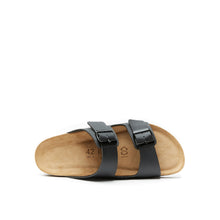 Load image into Gallery viewer, Black two-strap sandals ALBERTO made with eco-leather
