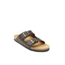 Carica l&#39;immagine nel visualizzatore di Gallery, Dark Brown two-strap sandals ALBERTO made with leather
