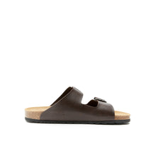 Load image into Gallery viewer, Dark Brown two-strap sandals ALBERTO made with leather
