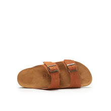 Load image into Gallery viewer, Brown two-strap sandals ALBERTO made with leather suede
