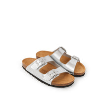 Load image into Gallery viewer, White two-strap sandals ALBERTO made with eco-leather
