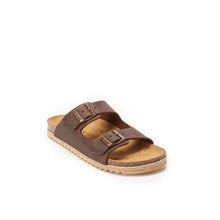 Load image into Gallery viewer, Dark Brown two-strap sandals ALBERTO made with leather
