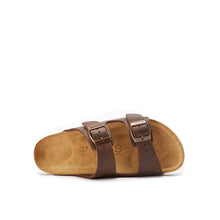 Load image into Gallery viewer, Dark Brown two-strap sandals ALBERTO made with leather
