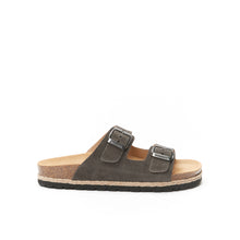 Load image into Gallery viewer, Grey two-strap sandals ALBERTO made with leather
