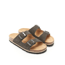 Load image into Gallery viewer, Grey two-strap sandals ALBERTO made with leather
