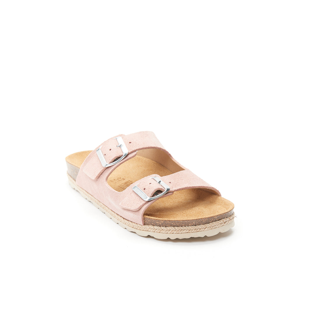 Pink two-strap sandals ALBERTO made with leather