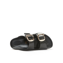 Load image into Gallery viewer, Black two-strap sandals ALBERTO made with eco-leather
