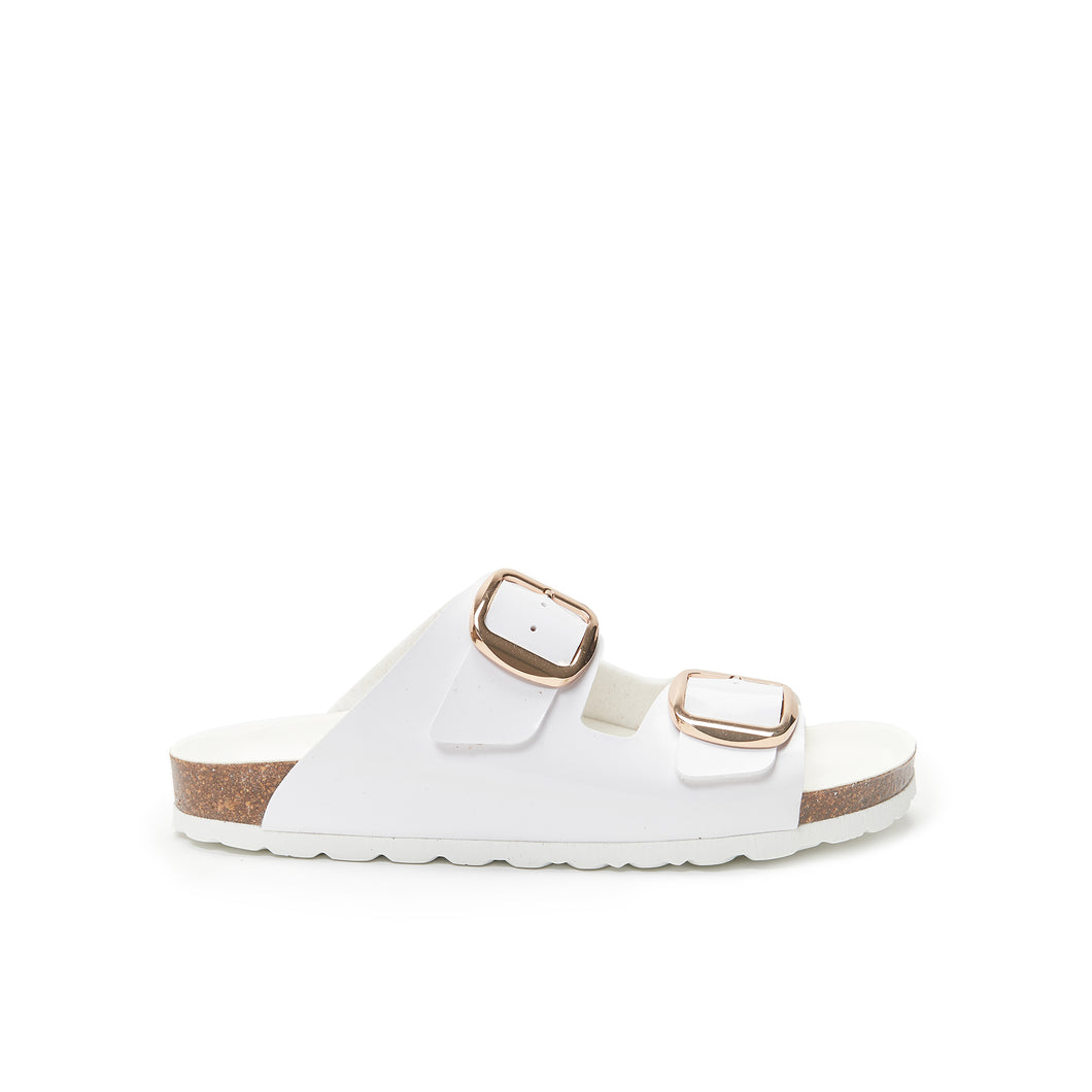 White two-strap sandals ALBERTO made with eco-leather