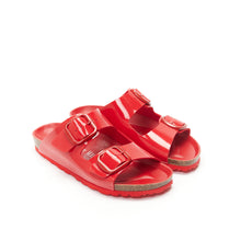 Load image into Gallery viewer, Red two-strap sandals ALBERTO made with eco-leather
