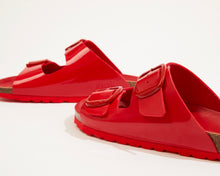 Load image into Gallery viewer, Red two-strap sandals ALBERTO made with eco-leather
