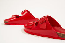 Load image into Gallery viewer, Red two-strap sandals ALBERTO made with eco-leather
