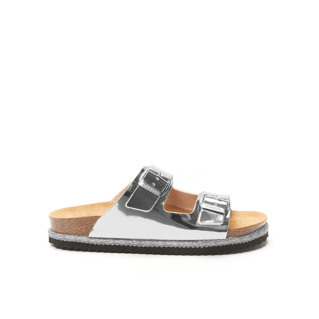 Silver two-strap sandals ALBERTO made with eco-leather