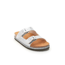 Load image into Gallery viewer, Silver two-strap sandals ALBERTO made with eco-leather
