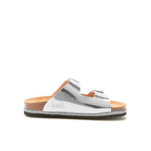 Load image into Gallery viewer, Silver two-strap sandals ALBERTO made with eco-leather
