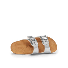 Load image into Gallery viewer, Silver two-strap sandals ALBERTO made with eco-leather
