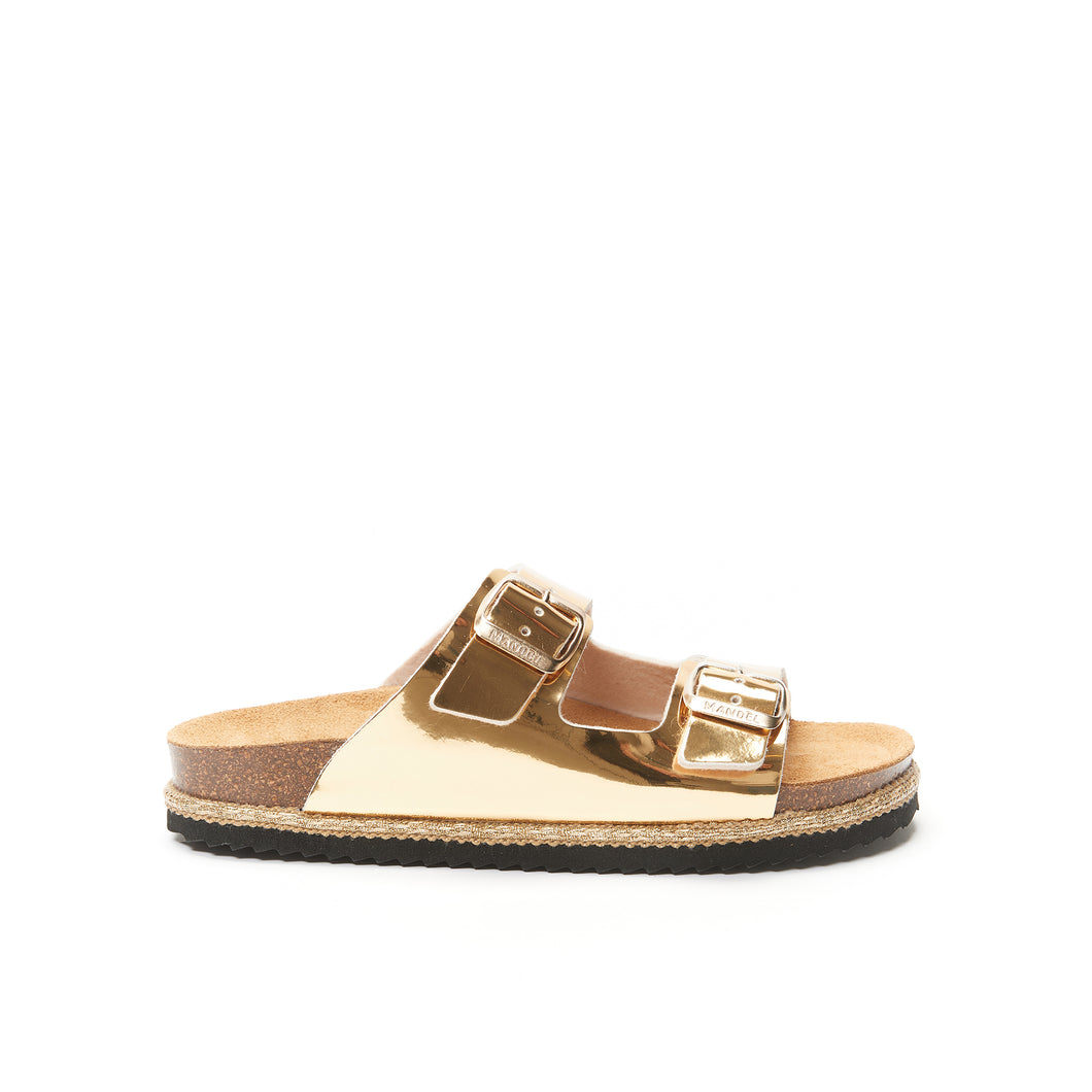 Gold two-strap sandals ALBERTO made with eco-leather