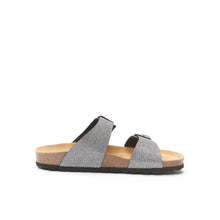 Load image into Gallery viewer, Grey two-strap sandals LORA made with eco-leather
