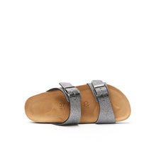 Load image into Gallery viewer, Grey two-strap sandals LORA made with eco-leather
