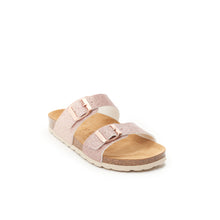 Load image into Gallery viewer, Pink two-strap sandals LORA made with eco-leather
