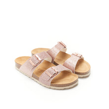 Load image into Gallery viewer, Pink two-strap sandals LORA made with eco-leather
