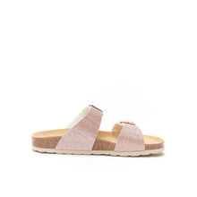 Load image into Gallery viewer, Pink two-strap sandals LORA made with eco-leather
