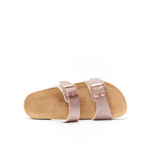 Load image into Gallery viewer, Pink two-strap sandals LORA made with eco-leather
