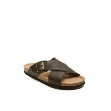 Carica l&#39;immagine nel visualizzatore di Gallery, Dark Brown crossover strap sandals RAMON made with leather
