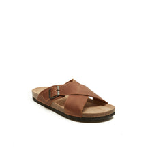 Load image into Gallery viewer, Dark Brown crossover strap sandals RAMON made with leather
