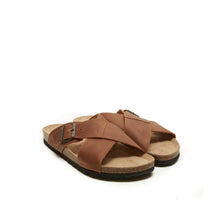 Load image into Gallery viewer, Dark Brown crossover strap sandals RAMON made with leather
