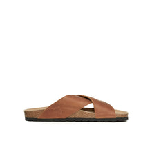 Carica l&#39;immagine nel visualizzatore di Gallery, Brown crossover strap sandals RAMON made with leather
