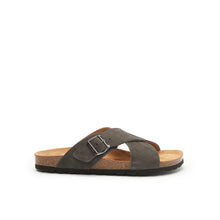 Load image into Gallery viewer, Grey crossover strap sandals RAMON made with leather suede
