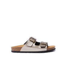 Load image into Gallery viewer, Gold two-strap sandals ALBERTO made with eco-leather
