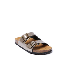 Load image into Gallery viewer, Gold two-strap sandals ALBERTO made with eco-leather
