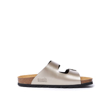 Load image into Gallery viewer, Gold two-strap sandals ALBERTO made with eco-leather
