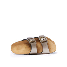 Load image into Gallery viewer, Gold two-strap sandals ALBERTO made with eco-leather
