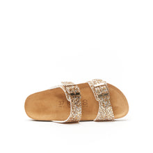 Load image into Gallery viewer, Gold two-strap sandals LORA made with glitter
