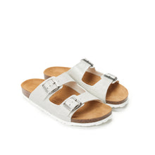 Load image into Gallery viewer, White two-strap sandals ALBERTO made with eco-leather
