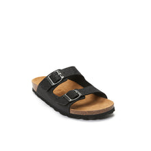 Load image into Gallery viewer, Black two-strap sandals ALBERTO made with eco-leather
