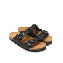 Load image into Gallery viewer, Black two-strap sandals ALBERTO made with eco-leather
