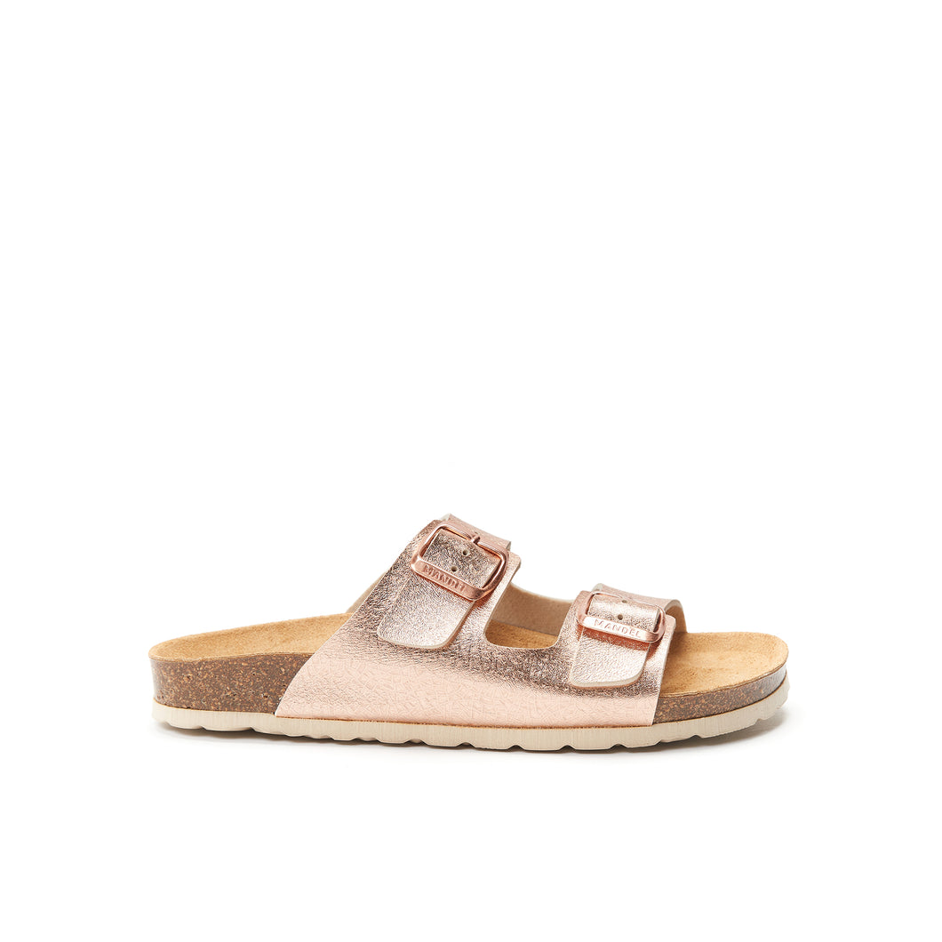 Gold two-strap sandals ALBERTO made with eco-leather