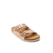 Load image into Gallery viewer, Gold two-strap sandals ALBERTO made with eco-leather
