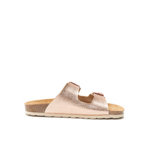 Load image into Gallery viewer, Gold two-strap sandals ALBERTO made with eco-leather
