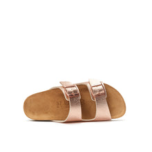 Load image into Gallery viewer, Gold two-strap sandals ALBERTO made with eco-leather
