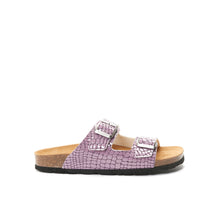 Load image into Gallery viewer, Purple two-strap sandals ALBERTO made with eco-leather
