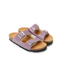 Load image into Gallery viewer, Purple two-strap sandals ALBERTO made with eco-leather
