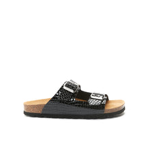 Load image into Gallery viewer, Black two-strap sandals ALBERTO made with eco-leather
