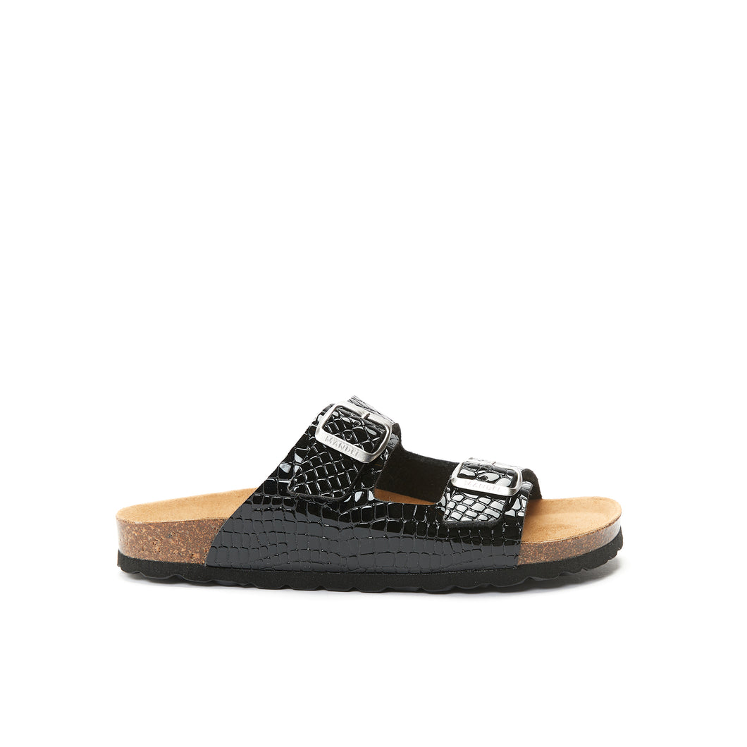 Black two-strap sandals ALBERTO made with eco-leather