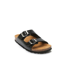 Load image into Gallery viewer, Black two-strap sandals ALBERTO made with eco-leather
